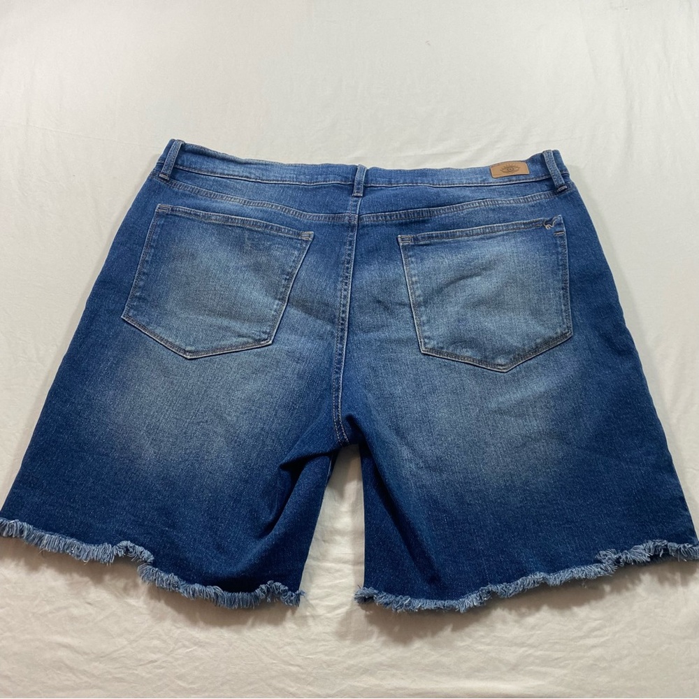 Sofía Jeans Blue Denim Shorts Frayed hem Factory distressed Boho Beach Summer - Picture 9 of 9
